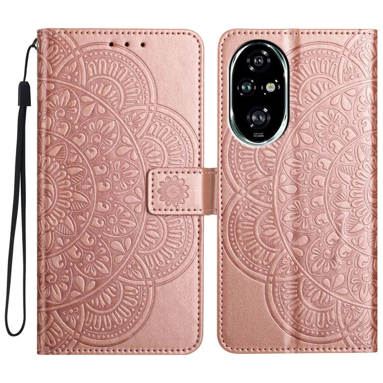 For Honor 200 Pro 5G Leather Case with Card Slots Mandala Pattern Phone Cover Stand