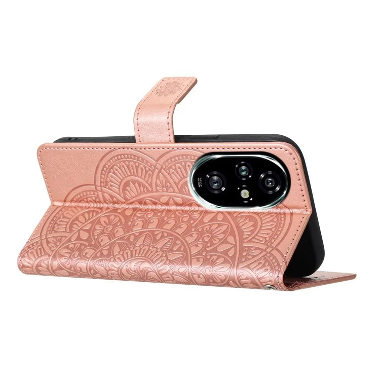 For Honor 200 Pro 5G Leather Case with Card Slots Mandala Pattern Phone Cover Stand