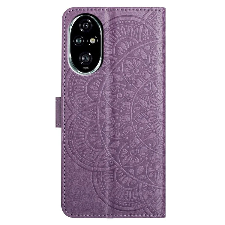 For Honor 200 Pro 5G Leather Case with Card Slots Mandala Pattern Phone Cover Stand