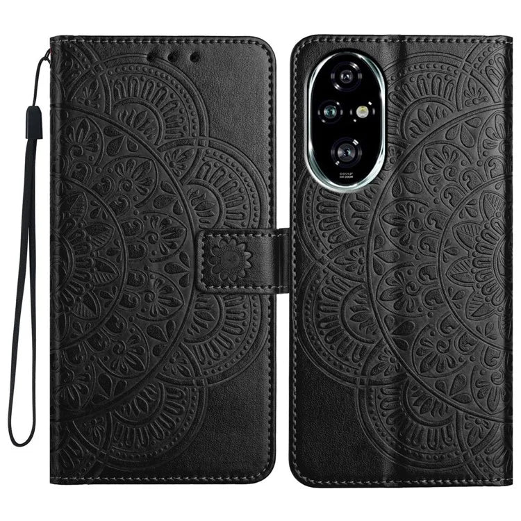 For Honor 200 Pro 5G Leather Case with Card Slots Mandala Pattern Phone Cover Stand