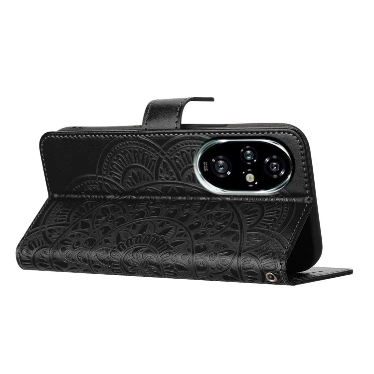 For Honor 200 Pro 5G Leather Case with Card Slots Mandala Pattern Phone Cover Stand
