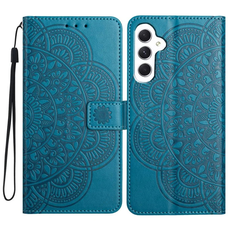 For Samsung Galaxy A16 5G Leather Case with Card Slots Mandala Pattern Phone Cover Stand