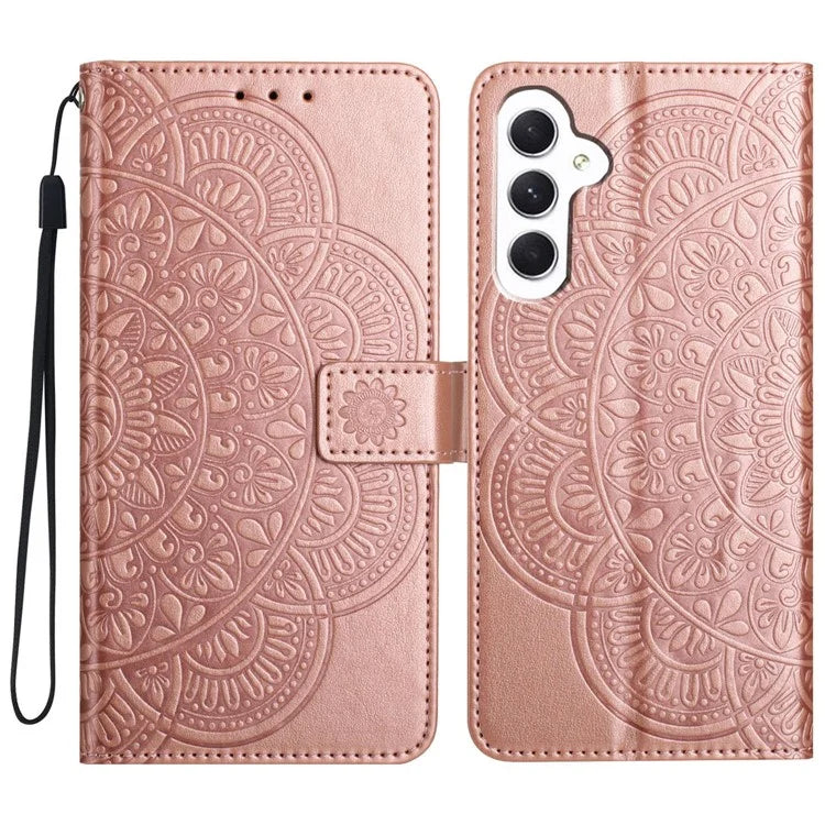 For Samsung Galaxy A16 5G Leather Case with Card Slots Mandala Pattern Phone Cover Stand