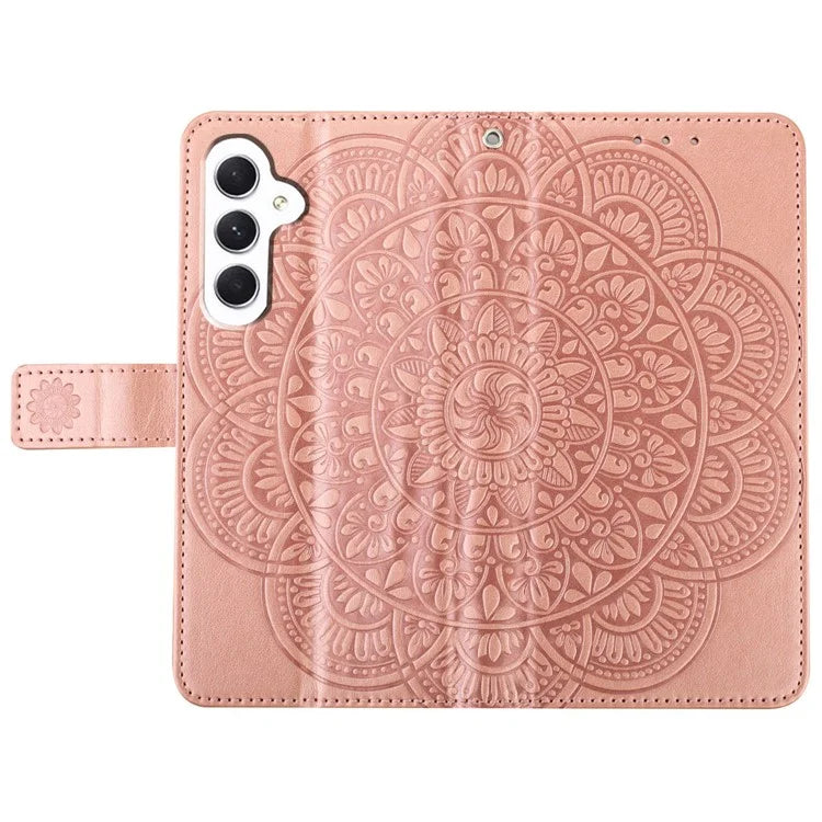 For Samsung Galaxy A16 5G Leather Case with Card Slots Mandala Pattern Phone Cover Stand