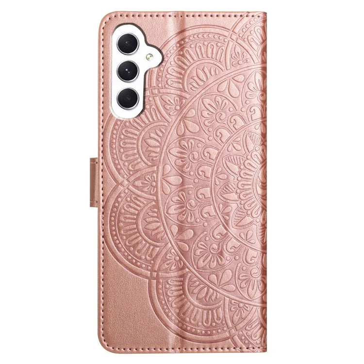 For Samsung Galaxy A16 5G Leather Case with Card Slots Mandala Pattern Phone Cover Stand