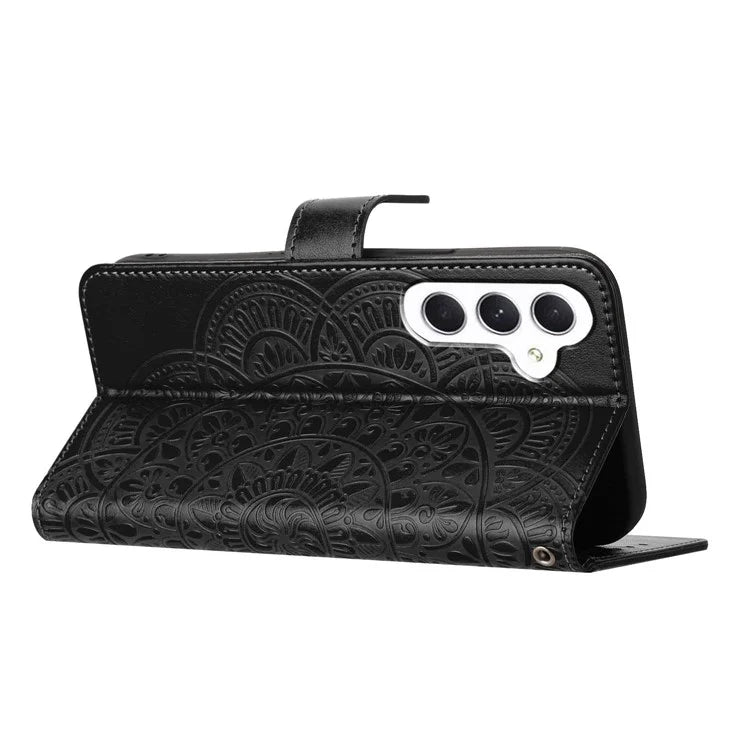 For Samsung Galaxy A16 5G Leather Case with Card Slots Mandala Pattern Phone Cover Stand