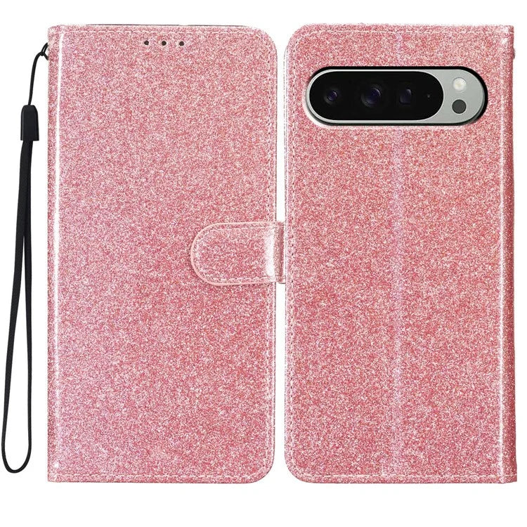 For Google Pixel 9 Pro  /  Pixel 9 Wallet Case Glitter Anti-Scratch Leather Phone Cover Stand