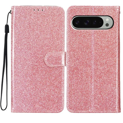 For Google Pixel 9 Pro  /  Pixel 9 Wallet Case Glitter Anti-Scratch Leather Phone Cover Stand