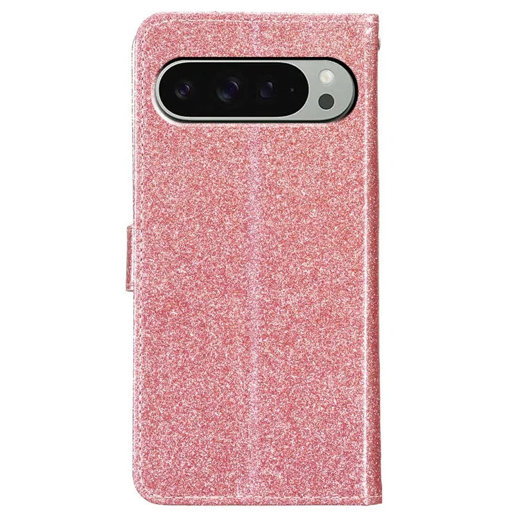 For Google Pixel 9 Pro  /  Pixel 9 Wallet Case Glitter Anti-Scratch Leather Phone Cover Stand
