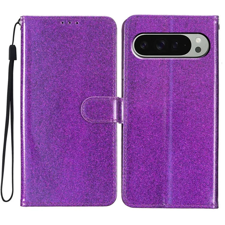 For Google Pixel 9 Pro  /  Pixel 9 Wallet Case Glitter Anti-Scratch Leather Phone Cover Stand