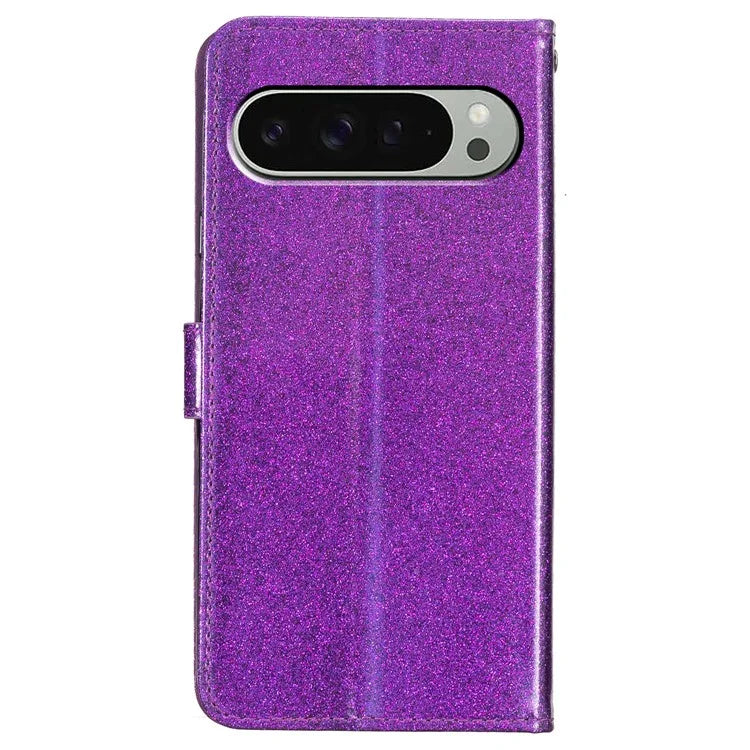 For Google Pixel 9 Pro  /  Pixel 9 Wallet Case Glitter Anti-Scratch Leather Phone Cover Stand
