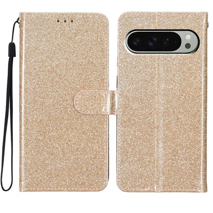 For Google Pixel 9 Pro  /  Pixel 9 Wallet Case Glitter Anti-Scratch Leather Phone Cover Stand