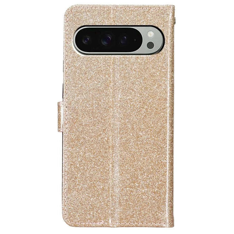 For Google Pixel 9 Pro  /  Pixel 9 Wallet Case Glitter Anti-Scratch Leather Phone Cover Stand