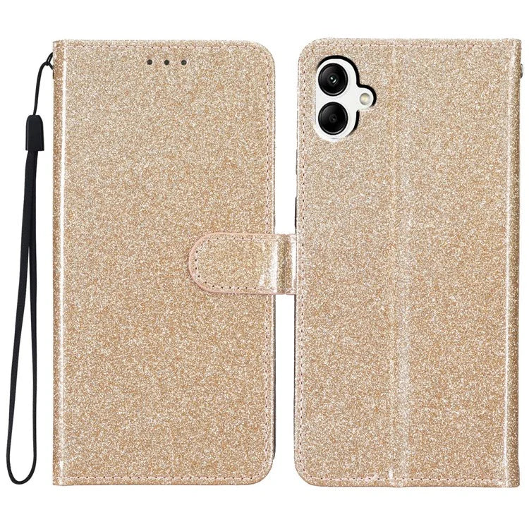 For Samsung Galaxy A06 Wallet Case Glitter Anti-Scratch Leather Phone Cover Stand