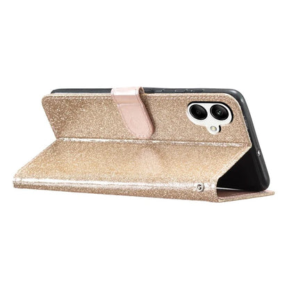 For Samsung Galaxy A06 Wallet Case Glitter Anti-Scratch Leather Phone Cover Stand