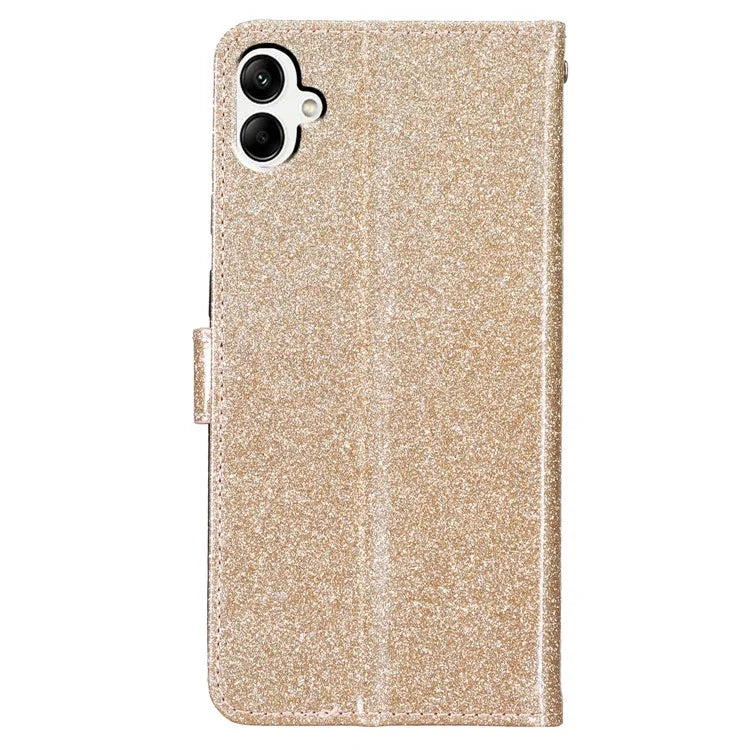 For Samsung Galaxy A06 Wallet Case Glitter Anti-Scratch Leather Phone Cover Stand