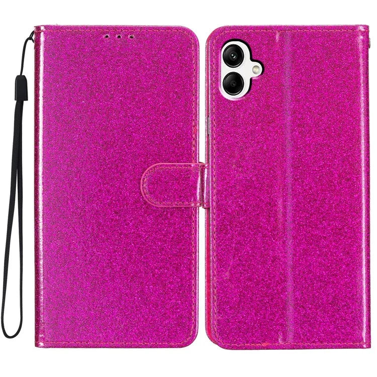 For Samsung Galaxy A06 Wallet Case Glitter Anti-Scratch Leather Phone Cover Stand