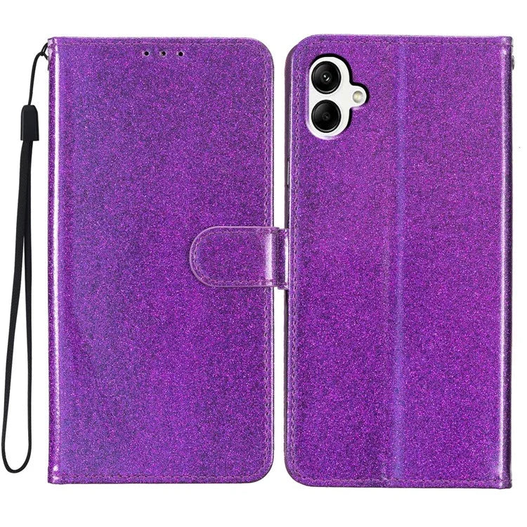 For Samsung Galaxy A06 Wallet Case Glitter Anti-Scratch Leather Phone Cover Stand