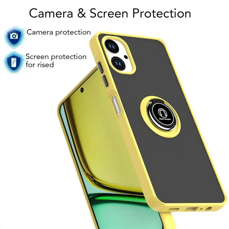 For Samsung Galaxy A06 Case Ring Holder Kickstand TPU+Acrylic Phone Cover