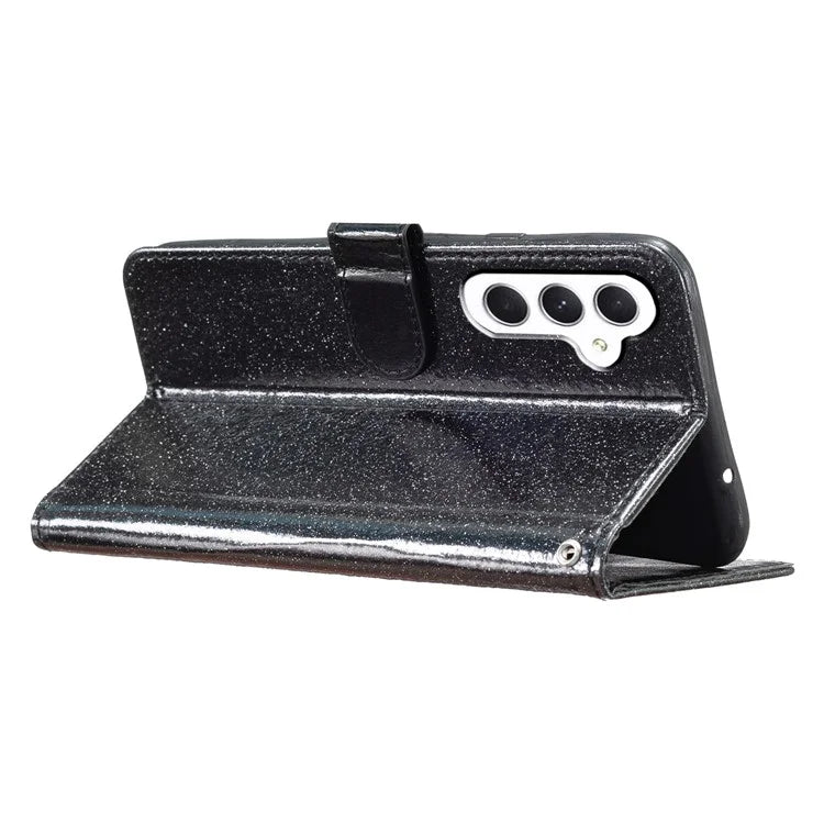 For Samsung Galaxy A16 5G Wallet Case Glitter Anti-Scratch Leather Phone Cover Stand