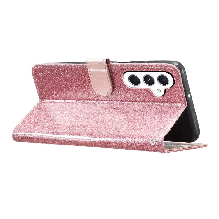 For Samsung Galaxy A16 5G Wallet Case Glitter Anti-Scratch Leather Phone Cover Stand