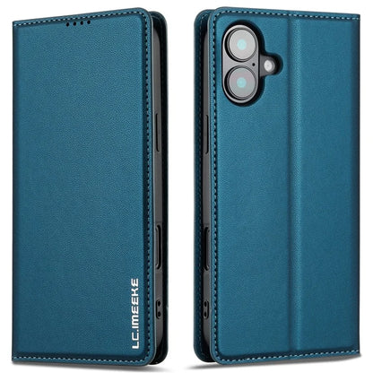 LC.IMEEKE L1 Series for iPhone 16 Case PU Leather Wallet Stand Protective Phone Cover