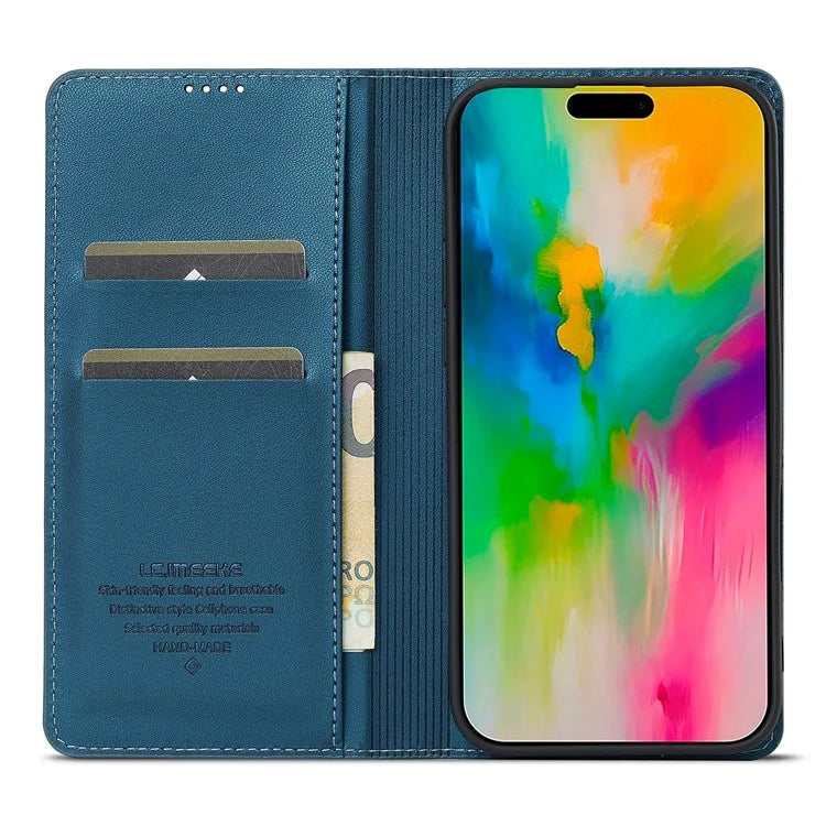 LC.IMEEKE L1 Series for iPhone 16 Case PU Leather Wallet Stand Protective Phone Cover
