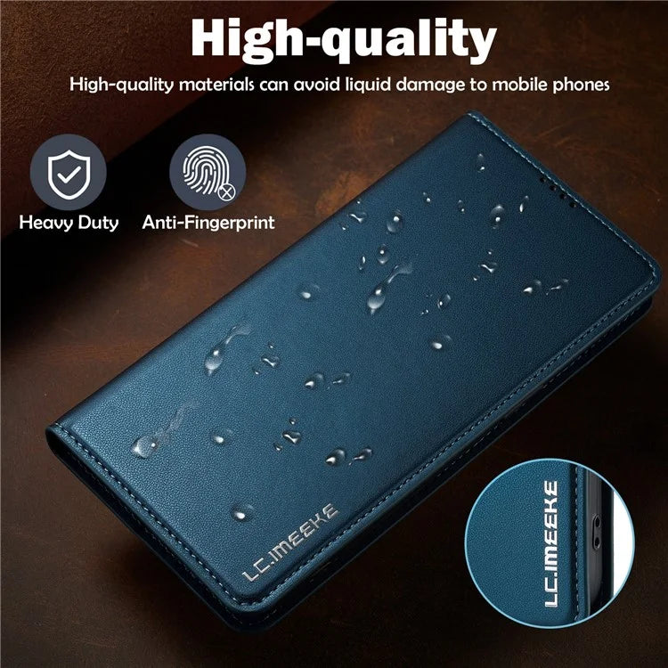 LC.IMEEKE L1 Series for iPhone 16 Case PU Leather Wallet Stand Protective Phone Cover