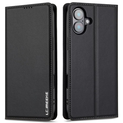 LC.IMEEKE L1 Series for iPhone 16 Case PU Leather Wallet Stand Protective Phone Cover