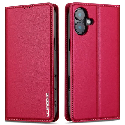 LC.IMEEKE L1 Series for iPhone 16 Case PU Leather Wallet Stand Protective Phone Cover