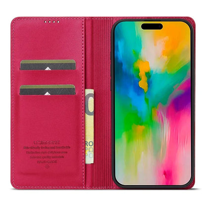 LC.IMEEKE L1 Series for iPhone 16 Case PU Leather Wallet Stand Protective Phone Cover