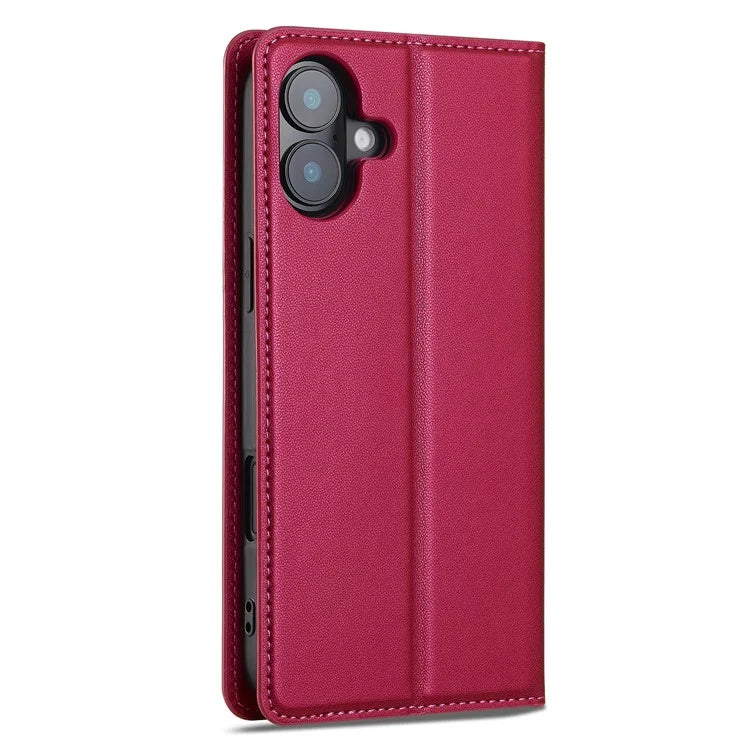 LC.IMEEKE L1 Series for iPhone 16 Case PU Leather Wallet Stand Protective Phone Cover