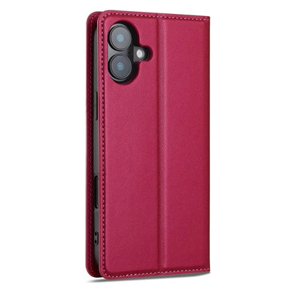 LC.IMEEKE L1 Series for iPhone 16 Case PU Leather Wallet Stand Protective Phone Cover