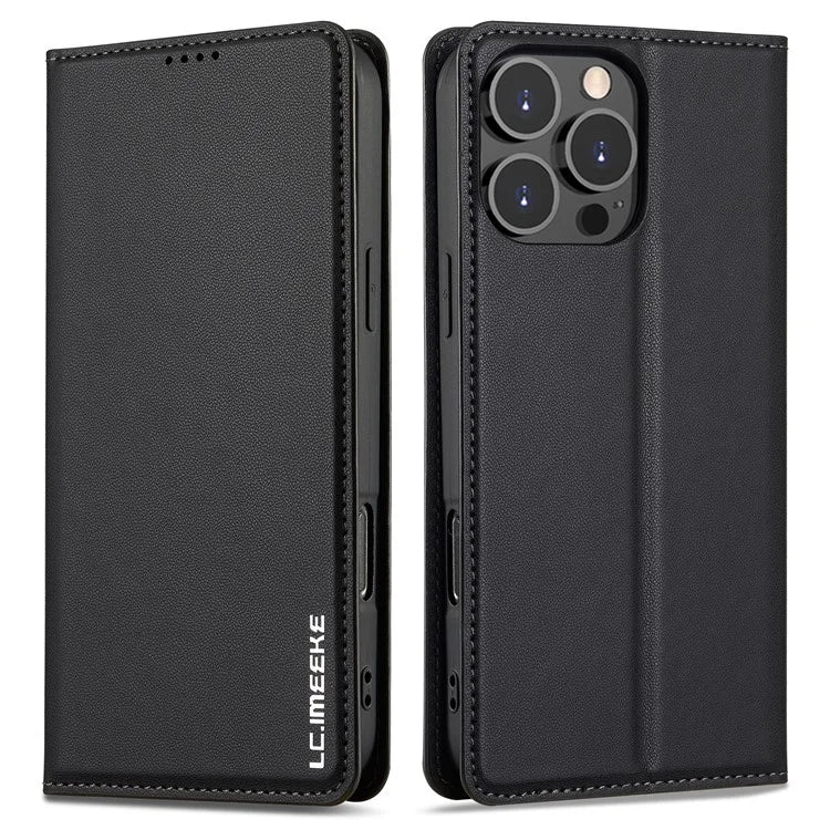 LC.IMEEKE L1 Series for iPhone 16 Pro Case PU Leather Wallet Stand Protective Phone Cover