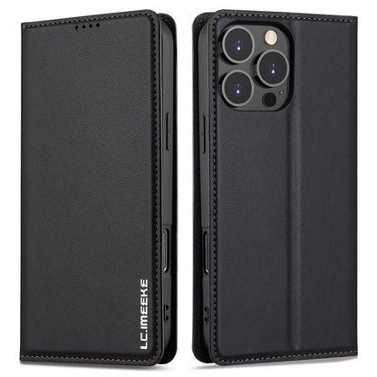 LC.IMEEKE L1 Series for iPhone 16 Pro Case PU Leather Wallet Stand Protective Phone Cover