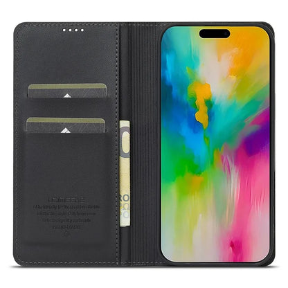 LC.IMEEKE L1 Series for iPhone 16 Pro Case PU Leather Wallet Stand Protective Phone Cover