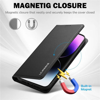 LC.IMEEKE L1 Series for iPhone 16 Pro Case PU Leather Wallet Stand Protective Phone Cover