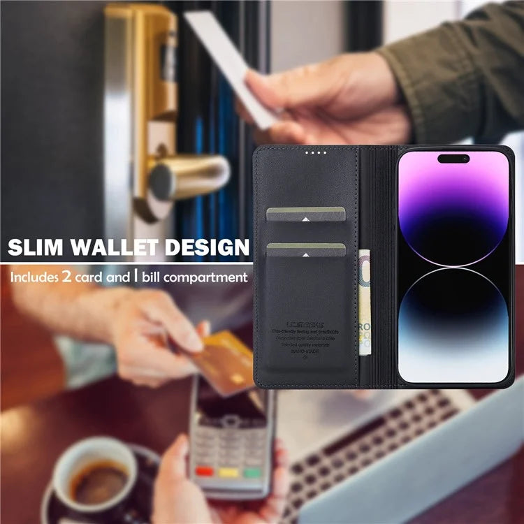 LC.IMEEKE L1 Series for iPhone 16 Pro Case PU Leather Wallet Stand Protective Phone Cover