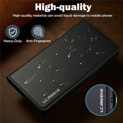 LC.IMEEKE L1 Series for iPhone 16 Pro Case PU Leather Wallet Stand Protective Phone Cover