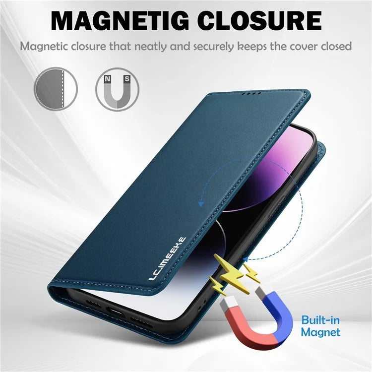 LC.IMEEKE L1 Series for iPhone 16 Pro Case PU Leather Wallet Stand Protective Phone Cover