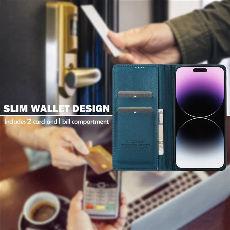 LC.IMEEKE L1 Series for iPhone 16 Pro Case PU Leather Wallet Stand Protective Phone Cover