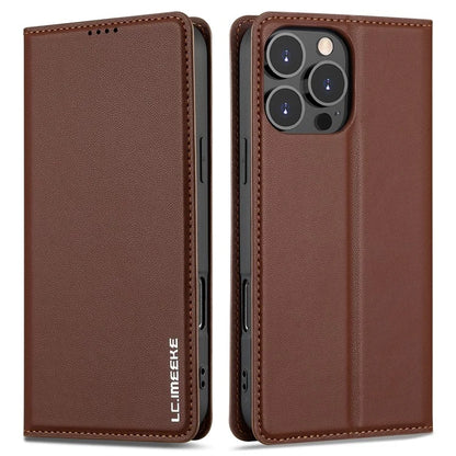 LC.IMEEKE L1 Series for iPhone 16 Pro Case PU Leather Wallet Stand Protective Phone Cover
