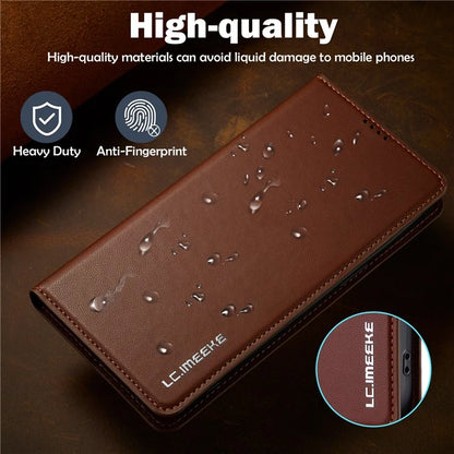 LC.IMEEKE L1 Series for iPhone 16 Pro Case PU Leather Wallet Stand Protective Phone Cover