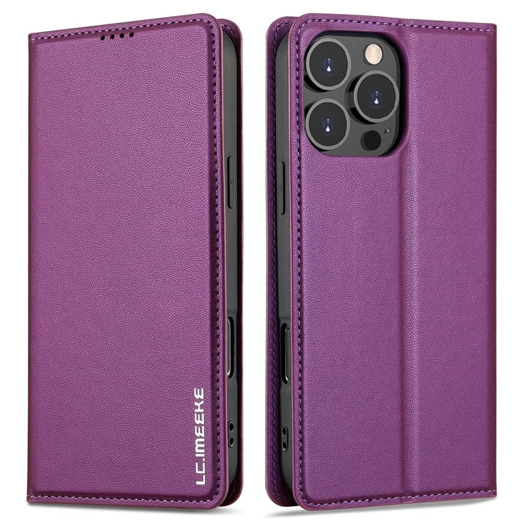 LC.IMEEKE L1 Series for iPhone 16 Pro Case PU Leather Wallet Stand Protective Phone Cover