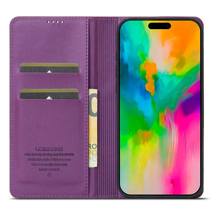 LC.IMEEKE L1 Series for iPhone 16 Pro Case PU Leather Wallet Stand Protective Phone Cover