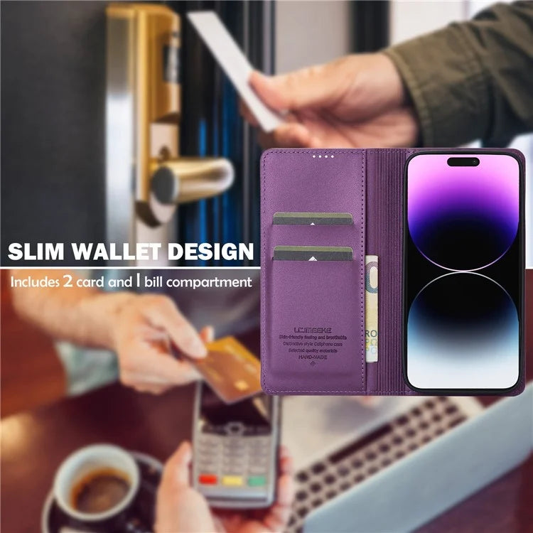 LC.IMEEKE L1 Series for iPhone 16 Pro Case PU Leather Wallet Stand Protective Phone Cover