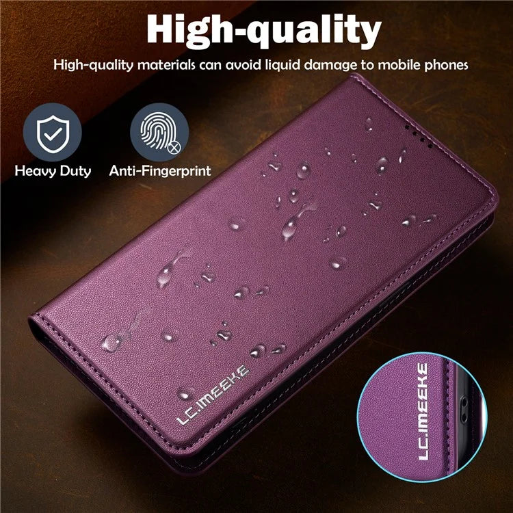 LC.IMEEKE L1 Series for iPhone 16 Pro Case PU Leather Wallet Stand Protective Phone Cover