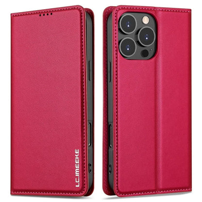 LC.IMEEKE L1 Series for iPhone 16 Pro Case PU Leather Wallet Stand Protective Phone Cover