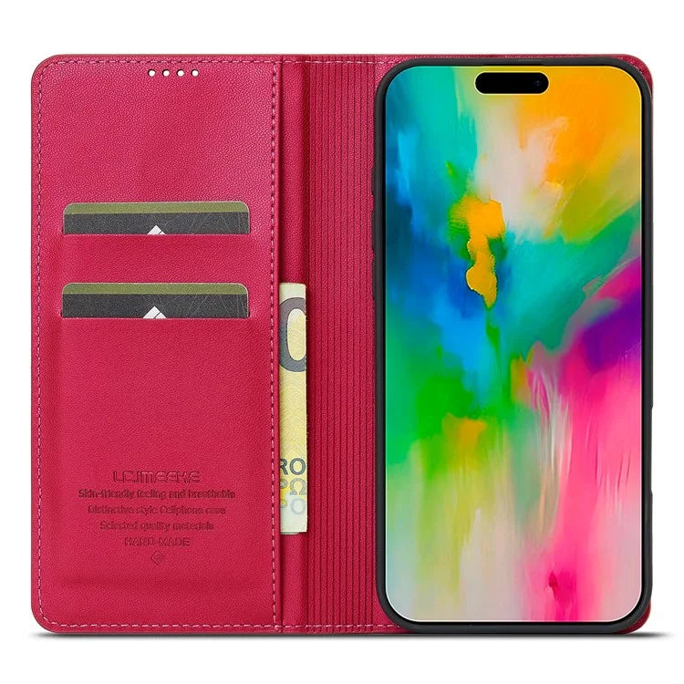 LC.IMEEKE L1 Series for iPhone 16 Pro Case PU Leather Wallet Stand Protective Phone Cover