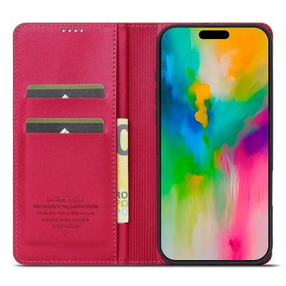 LC.IMEEKE L1 Series for iPhone 16 Pro Case PU Leather Wallet Stand Protective Phone Cover